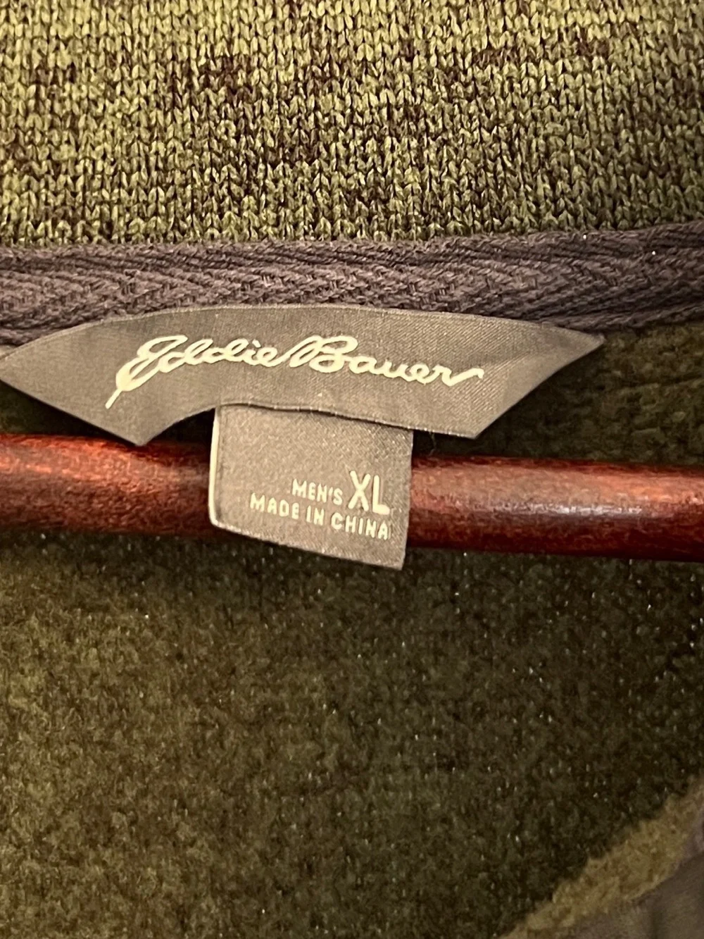 EDDIE BAUER Men’s Olive Green Radiator Fleece Snap Mock Pullover Size XL